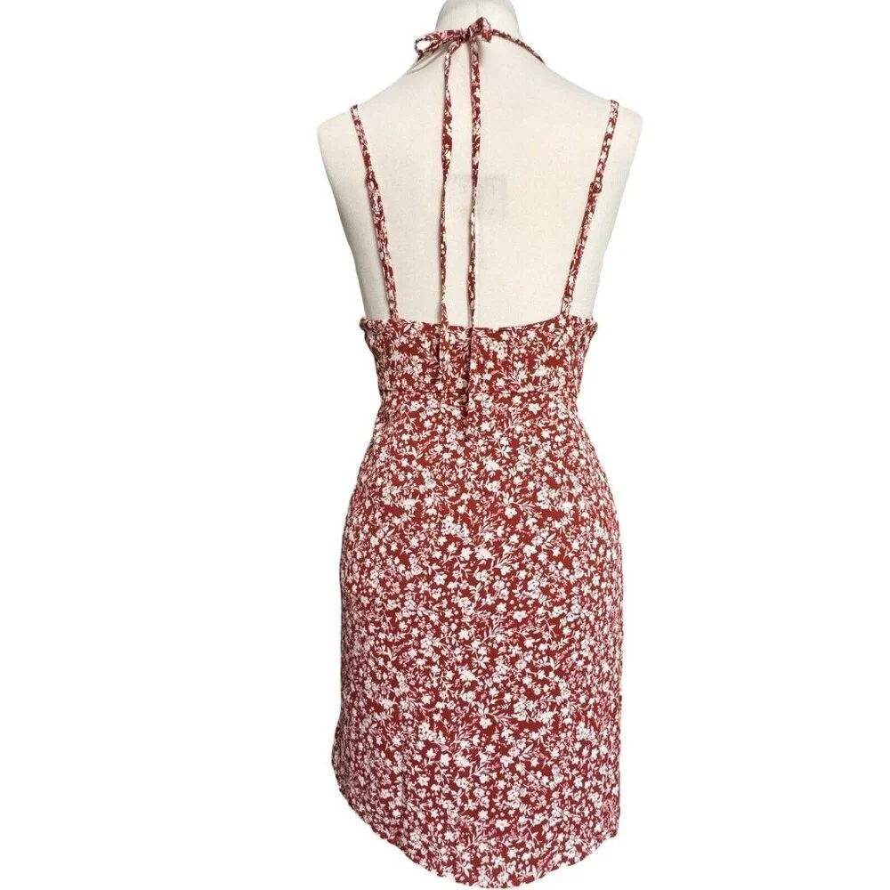 HYFVE HYFVE HYFVE Double Strap Floral Backless Dress Women's Medium‎ Rust NEW - Picture 2 of 16